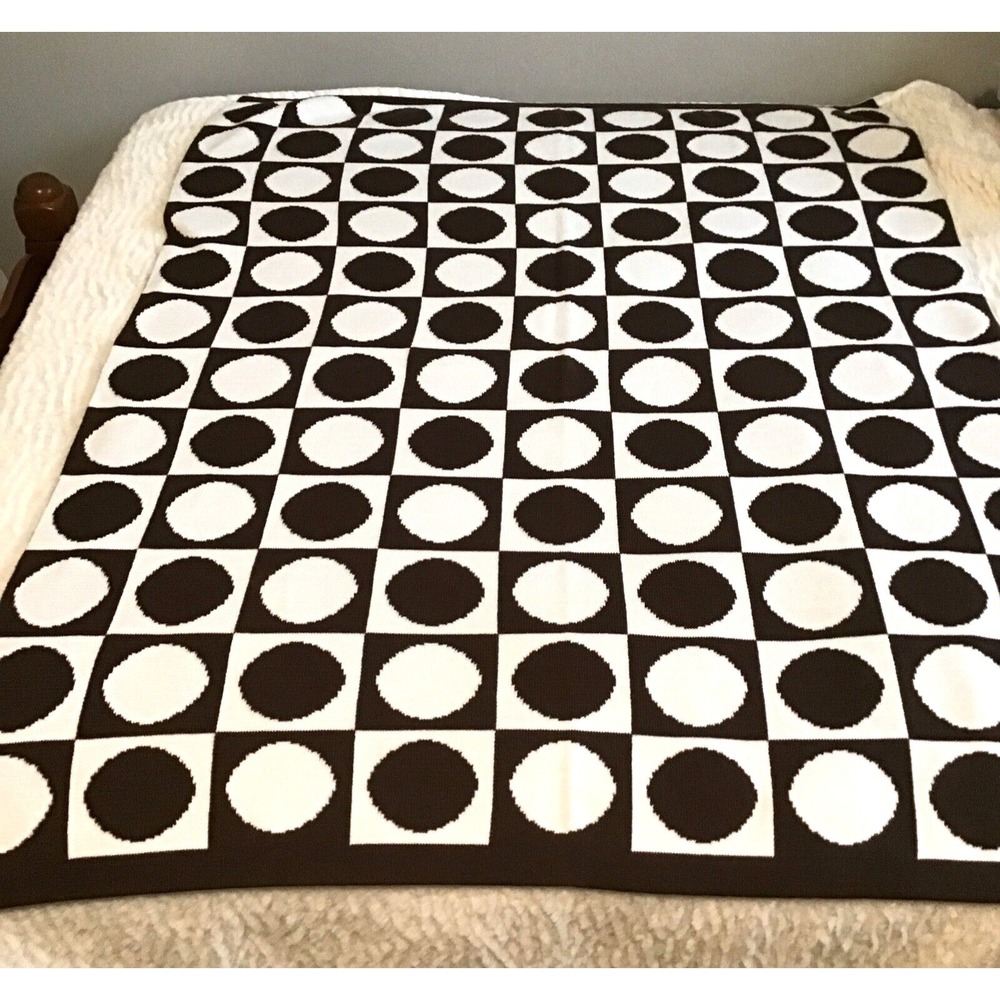 Target Baby Blanket Brown White Circle Dot HTF Sweater Crib Throw Dwell Studio